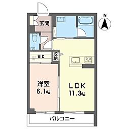 プレミアス幕張本郷 3階1LDKの間取り