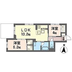 カーサプレミオ 2LDKの間取図画像