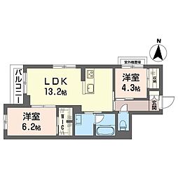カーサプレミオ 2LDKの間取図画像
