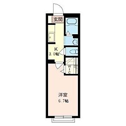 クローカス 1Kの間取図画像