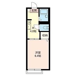 エスペランサII 1階1Kの間取り