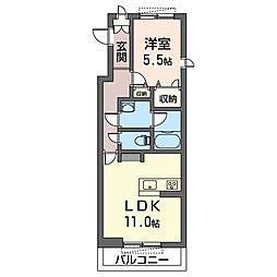 グランデュール津田沼 1LDKの間取図画像