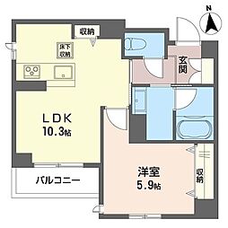 プローデ 1LDKの間取図画像
