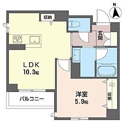 プローデ 1LDKの間取図画像
