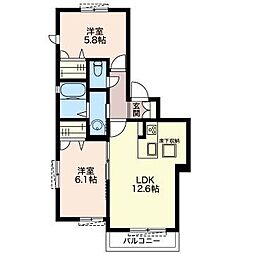 サニーヒル 2LDKの間取図画像