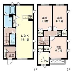 ドミール1 3SLDKの間取図画像