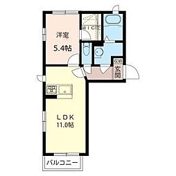 ハレアカラ 1階1LDKの間取り