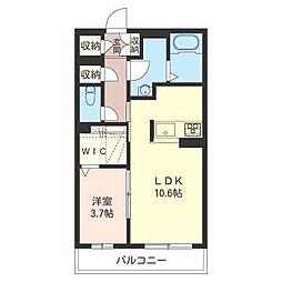 グランバリエIII 3階1LDKの間取り