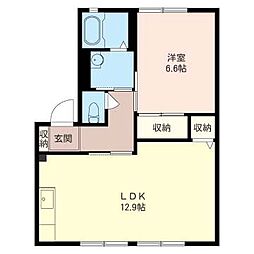 ベル・パティオB 1LDKの間取図画像