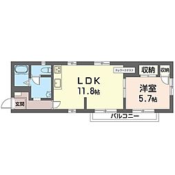 ヒルサイド守谷 1LDKの間取図画像