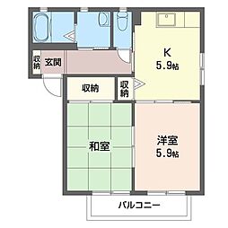 タウンコートＢ 2階2Kの間取り