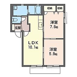 パレーシャル緑ヶ丘3 2LDKの間取図画像