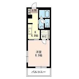 メゾンドールSAKURA 1Kの間取図画像