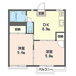 フラットＭ　Ｂ 00201 2階2DKの間取り