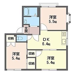 ルノアール横山 3DKの間取図画像