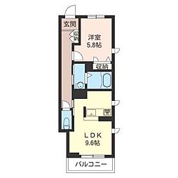 サンケイハイツ柳橋2 1LDKの間取図画像