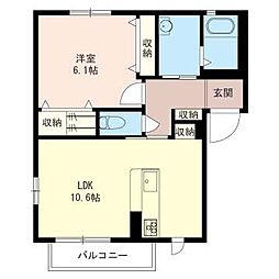 ビューセド3 1LDKの間取図画像
