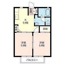 フ・ミール 2階2Kの間取り