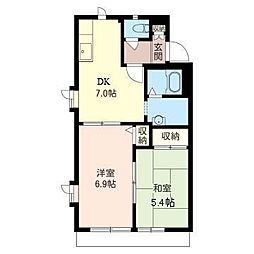 フ・ミール 1階2DKの間取り