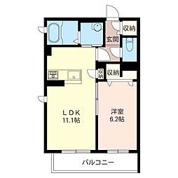ヴィアソーレ 1LDKの間取図画像