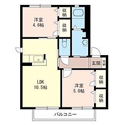 ハイツ宮下2 2LDKの間取図画像