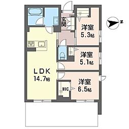 グランリオル 3LDKの間取図画像