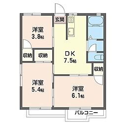ハイツ吉川B 3DKの間取図画像