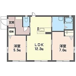 シャーメゾン　ティーダＥ 1階2LDKの間取り