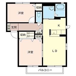 シャーメゾンオレンジヒルズA 2LDKの間取図画像