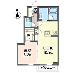 シャーメゾン田中 1階1LDKの間取り