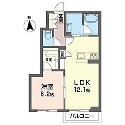 シャーメゾン田中 1階1LDKの間取り