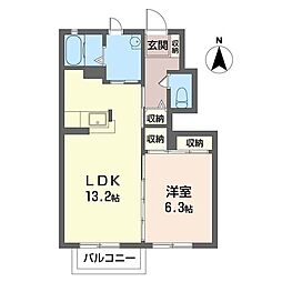 アヴァンツァーレ芝 1LDKの間取図画像