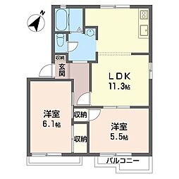 ハイツ.ラ.ポールA 2LDKの間取図画像