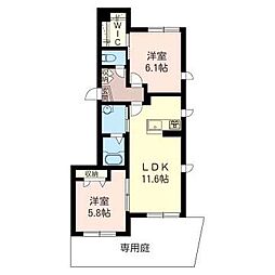 グラン・ピエール 2LDKの間取図画像