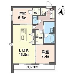 シャーメゾン　プランタン 2階2LDKの間取り