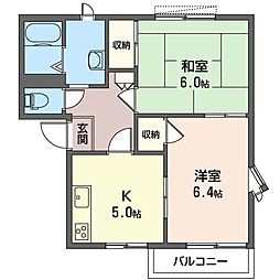 チェリー片柳B 2Kの間取図画像