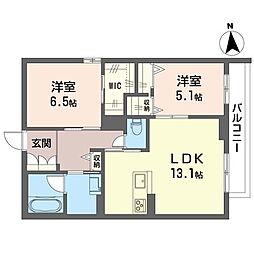 ヴィル・ナタル 2LDKの間取図画像