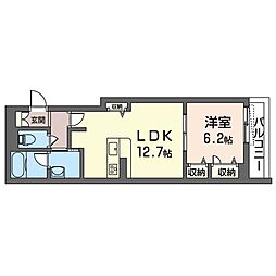 Ｂｅｒｅｏ　Ｖｉｌｌａ　Ｌｅａｖｅｓ十条仲原 2階1LDKの間取り