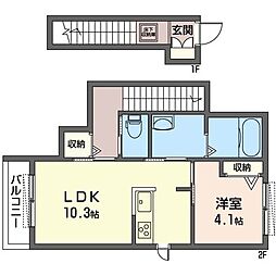 アベニール千駄木 1LDKの間取図画像