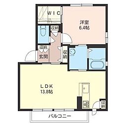 アンソレイユA 1LDKの間取図画像