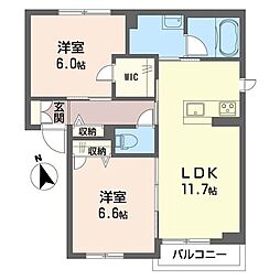 プロヌーブR&K 2LDKの間取図画像