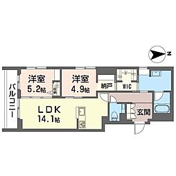 フォレナ 3階2LDKの間取り