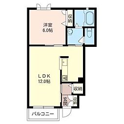 リヴェール三鷹1号館 1LDKの間取図画像
