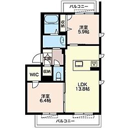 ラフィーノ 3階2LDKの間取り