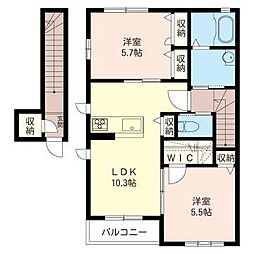 パインヒルB 2LDKの間取図画像
