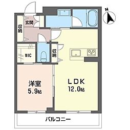 バレヌブルー元山 3階1LDKの間取り