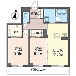 プルミエール 2階2LDKの間取り