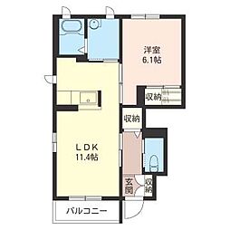 ベルクシュトラーセ 1LDKの間取図画像