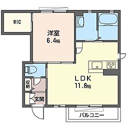 プレジール 1LDKの間取図画像