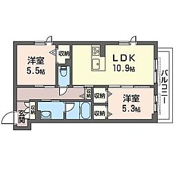 エトワール・ド・クール 2LDKの間取図画像